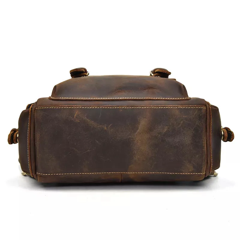 Men's Vintage Crazy Horse Leather Backpack